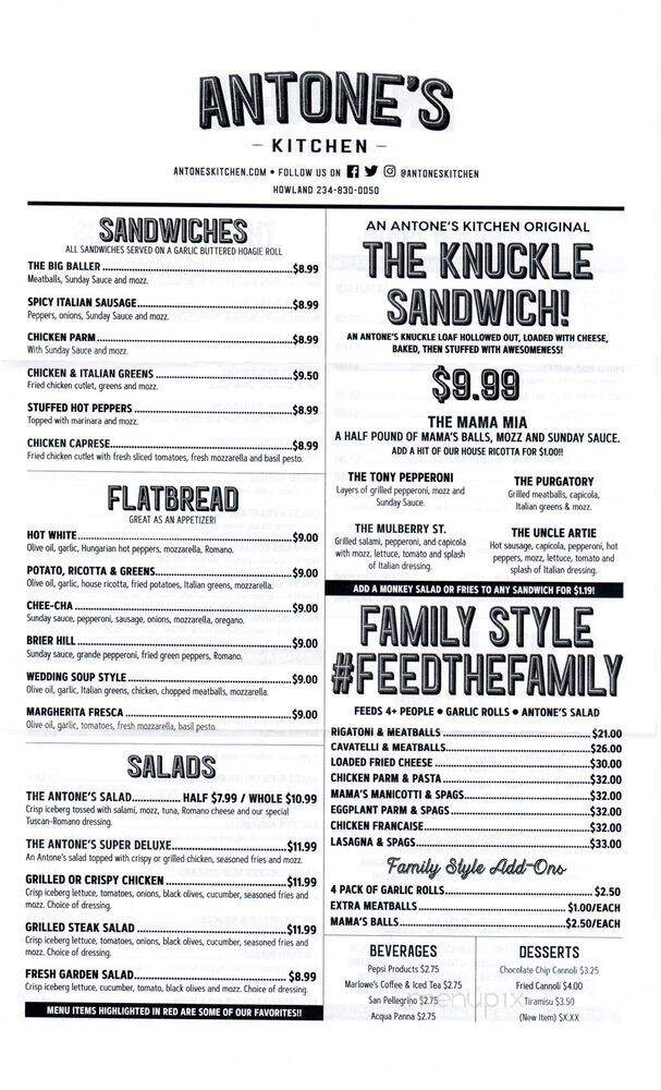 Antone's Kitchen - Warren, OH menu_pic
