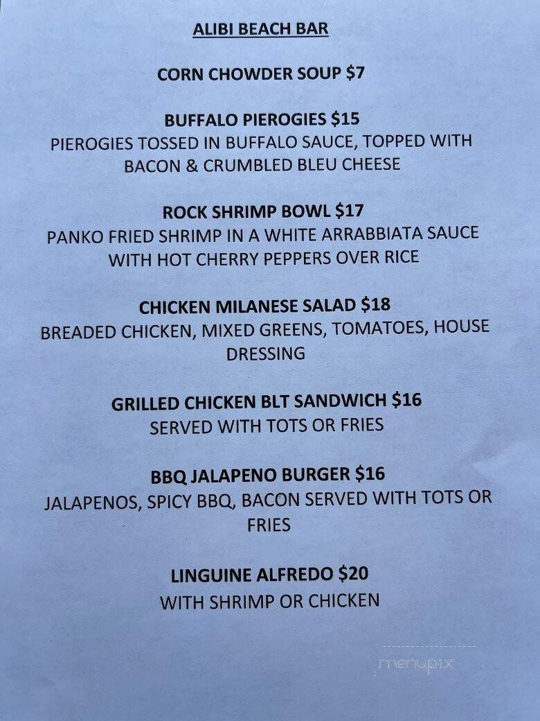 The Alibi Beach Bar - Stanhope, NJ menu_pic