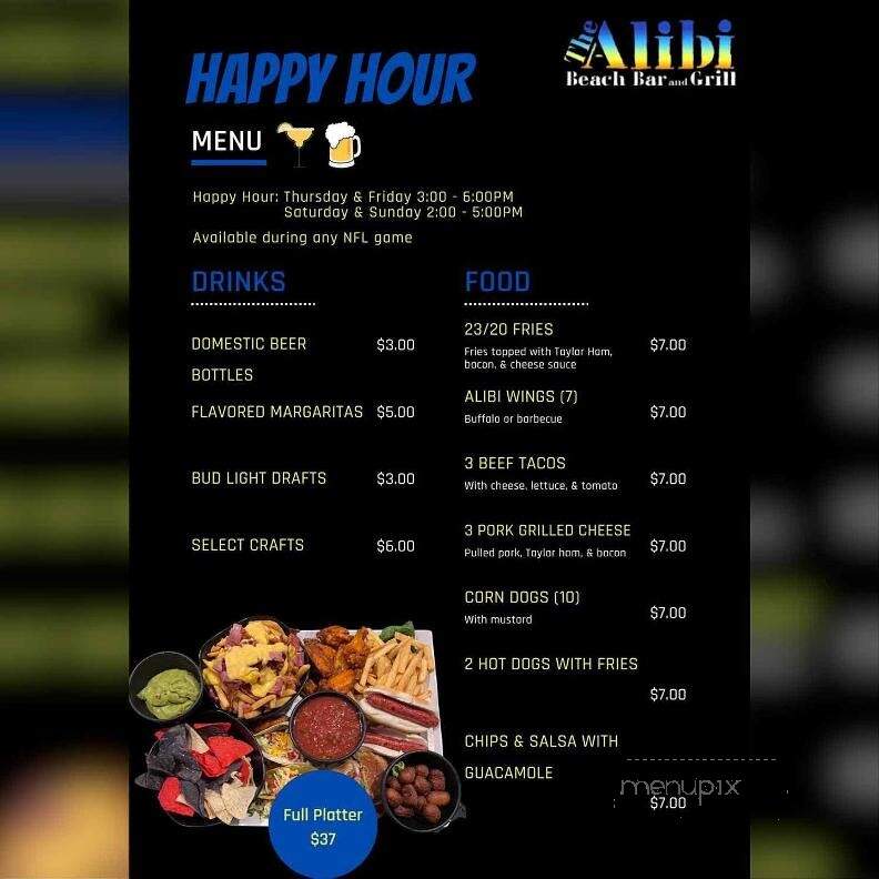 The Alibi Beach Bar - Stanhope, NJ menu_pic