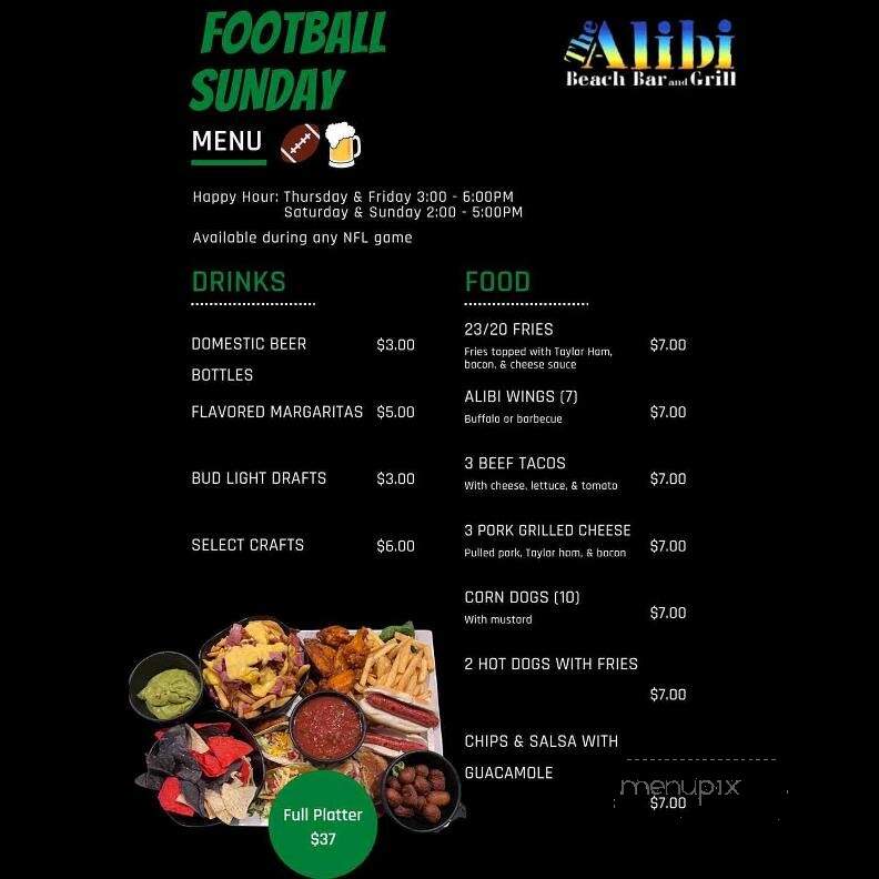 The Alibi Beach Bar - Stanhope, NJ menu_pic
