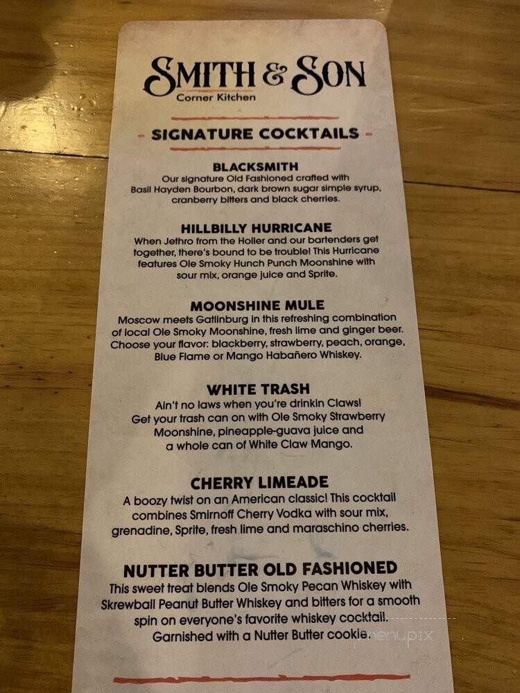 Smith & Son Corner Kitchen - Gatlinburg, TN menu_pic