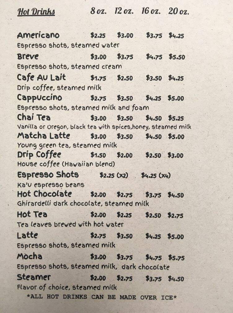 The Sippin Siren - Hilo, HI menu_pic