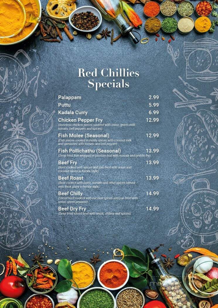 Red Chillies Flavours Of India - Bedford, NS menu_pic