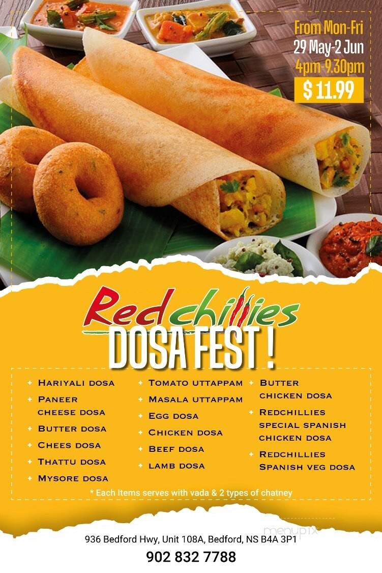 Red Chillies Flavours Of India - Bedford, NS menu_pic