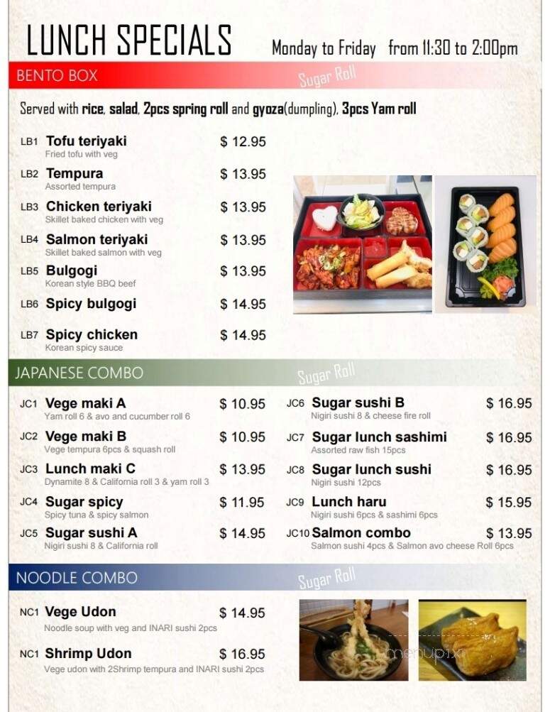 Sugar Roll Japanese Cuisine - Dieppe, NB menu_pic