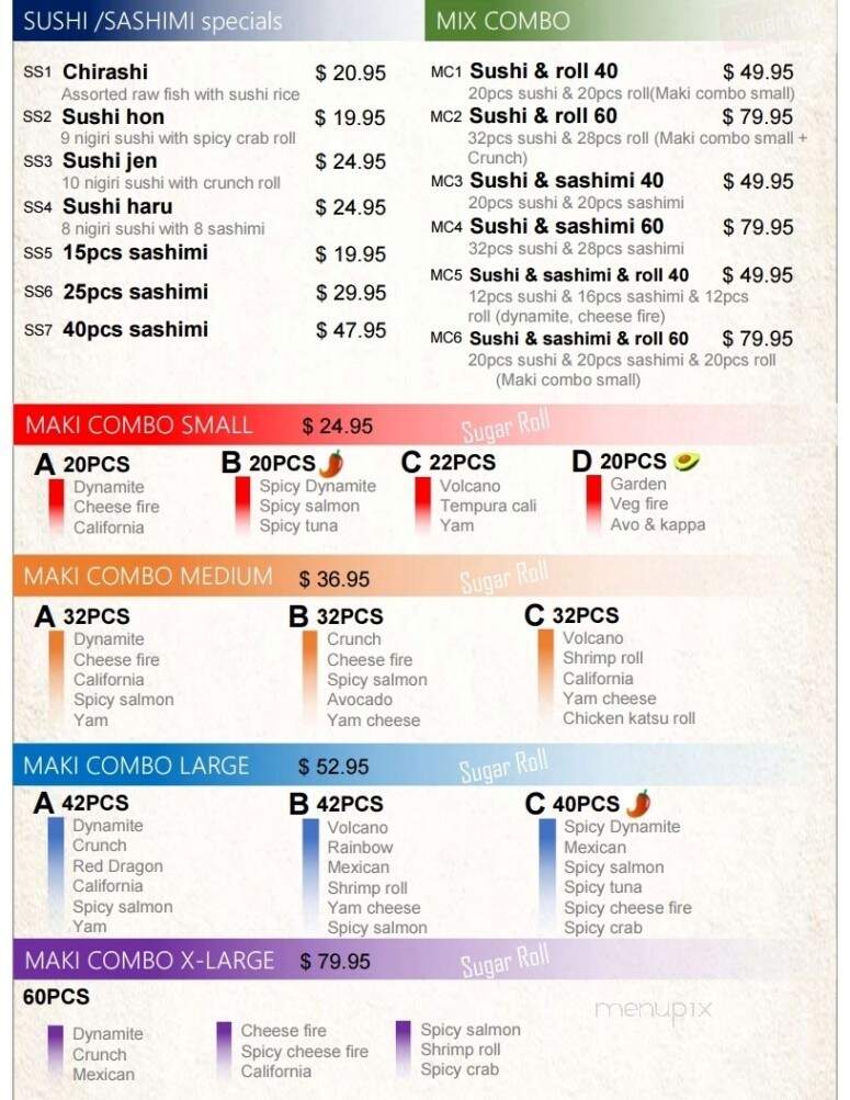 Sugar Roll Japanese Cuisine - Dieppe, NB menu_pic