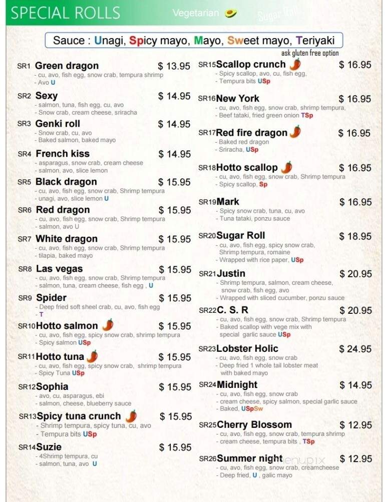 Sugar Roll Japanese Cuisine - Dieppe, NB menu_pic