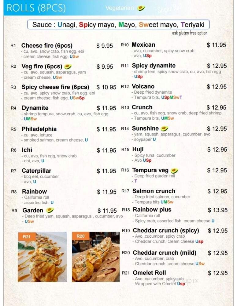 Sugar Roll Japanese Cuisine - Dieppe, NB menu_pic
