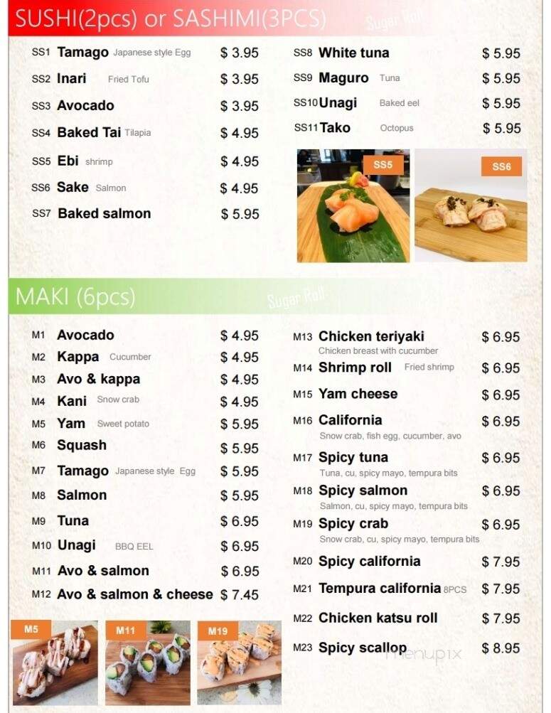 Sugar Roll Japanese Cuisine - Dieppe, NB menu_pic