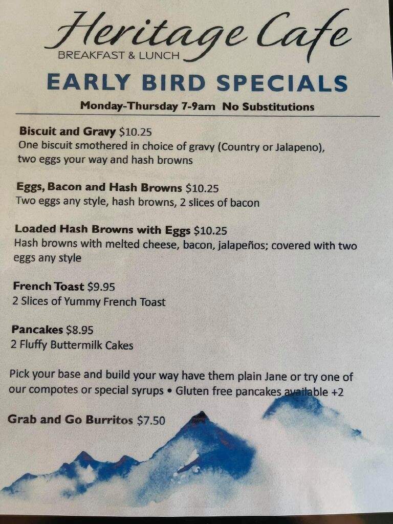 Heritage Cafe - Aurora, CO menu_pic
