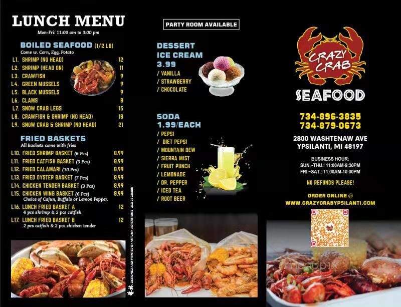 Crazy Crab - Ypsilanti, MI menu_pic