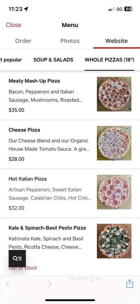 Pizzeria Violetta - Oakland, CA menu_pic