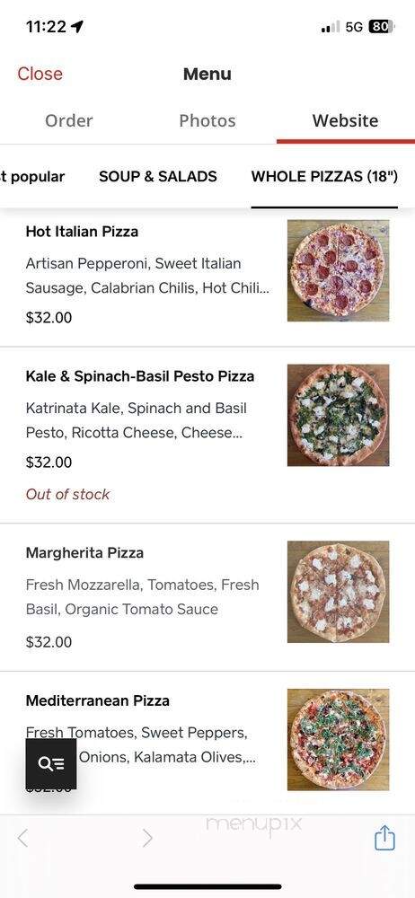Pizzeria Violetta - Oakland, CA menu_pic
