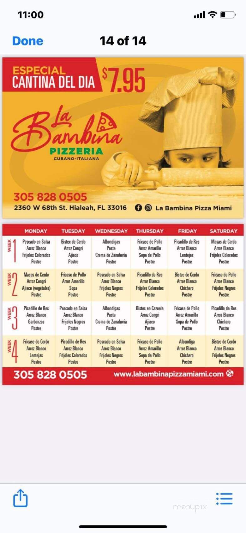 La Bambina Pizza - Hialeah, FL menu_pic