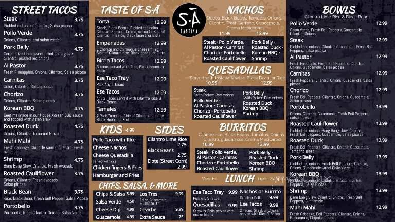 SA Cantina - Gadsden, AL menu_pic