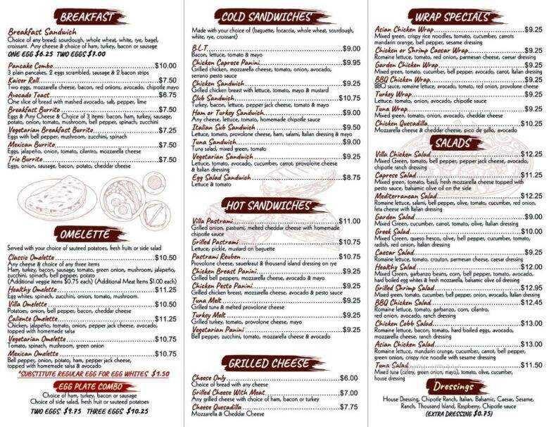 Villa Cafe - West Hollywood, CA menu_pic