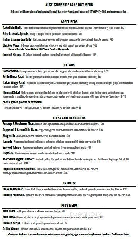 Alce's Restaurant - Durango, CO menu_pic
