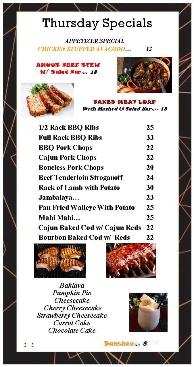 Silvernail Inn - Pewaukee, WI menu_pic