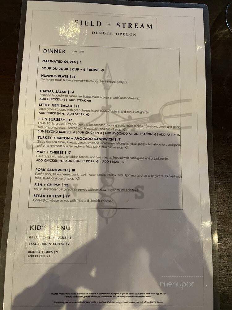 Field + Stream - Dundee, OR menu_pic