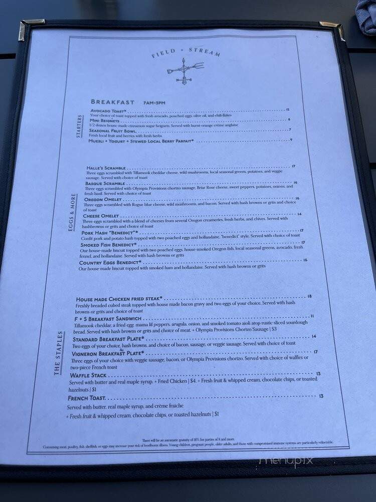 Field + Stream - Dundee, OR menu_pic