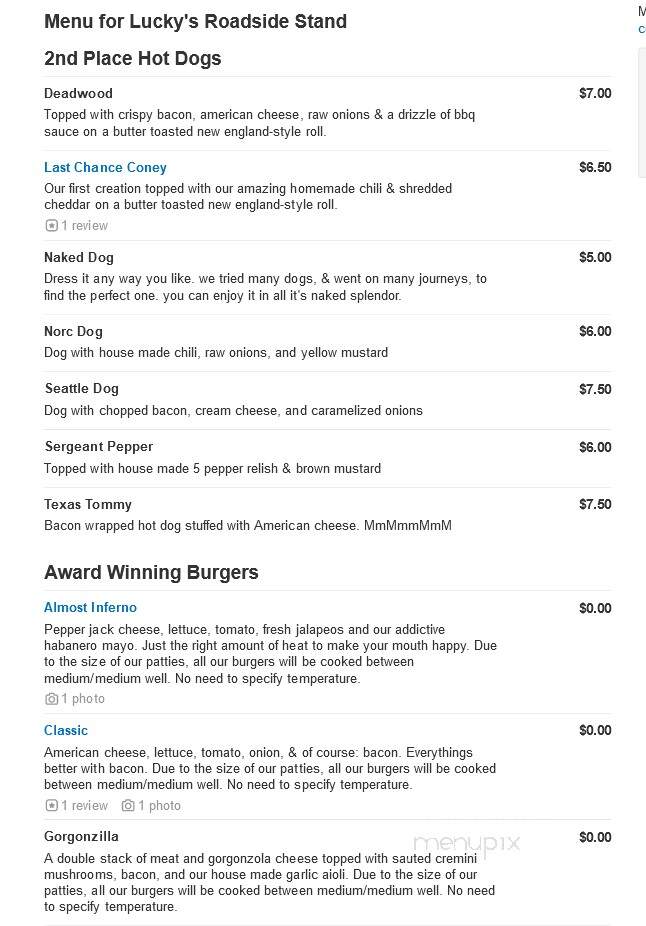 Lucky's Roadside Stand - Philadelphia, PA menu_pic