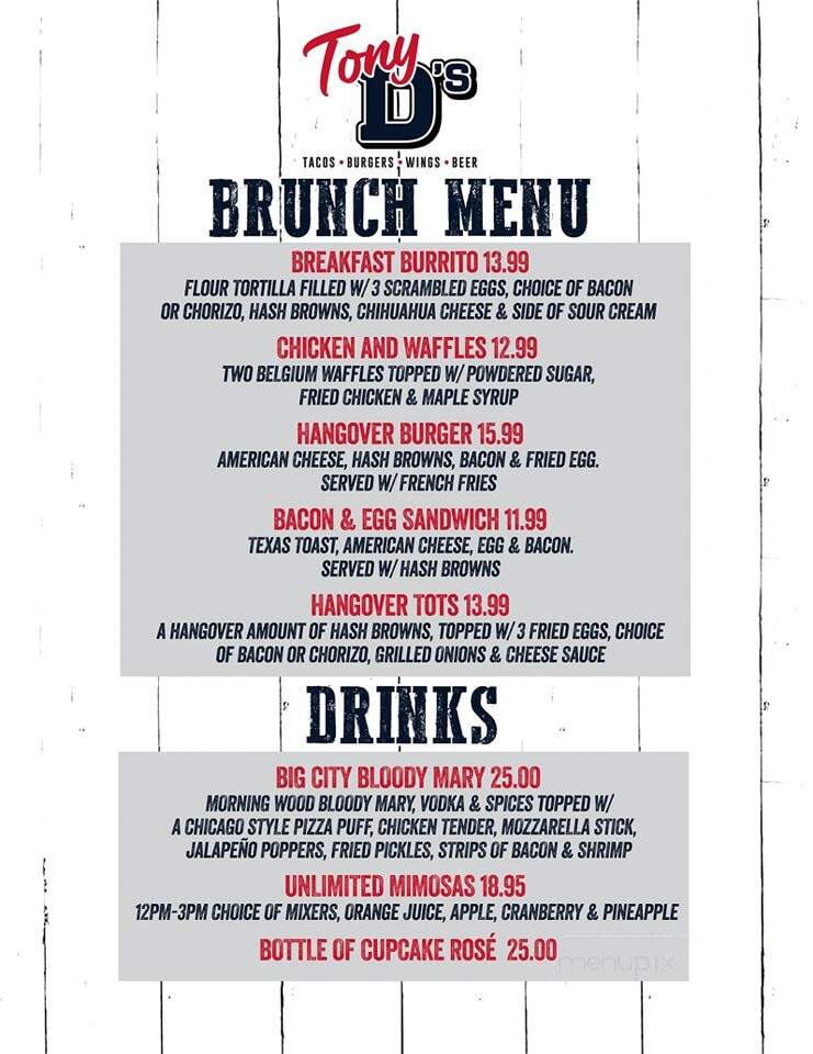 Tony D's - Elmwood Park, IL menu_pic