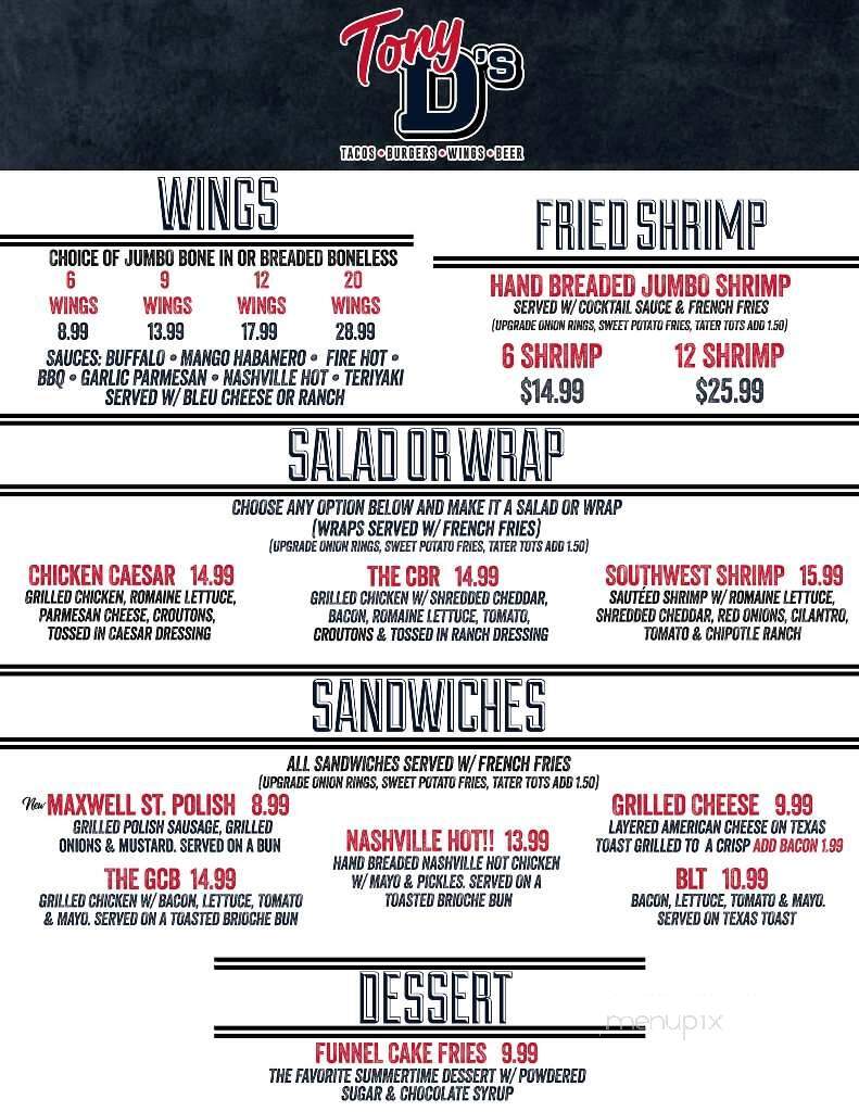 Tony D's - Elmwood Park, IL menu_pic