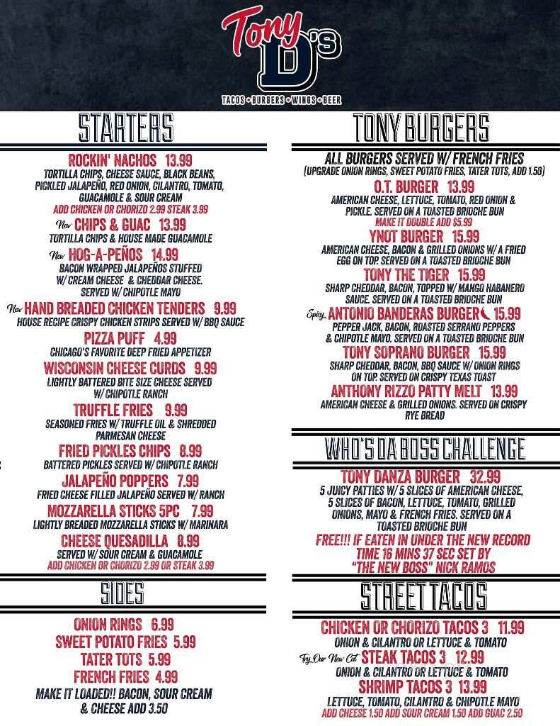 Tony D's - Elmwood Park, IL menu_pic