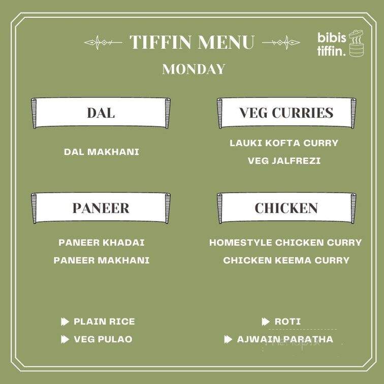Bibi's Tiffin - Bethlehem, PA menu_pic