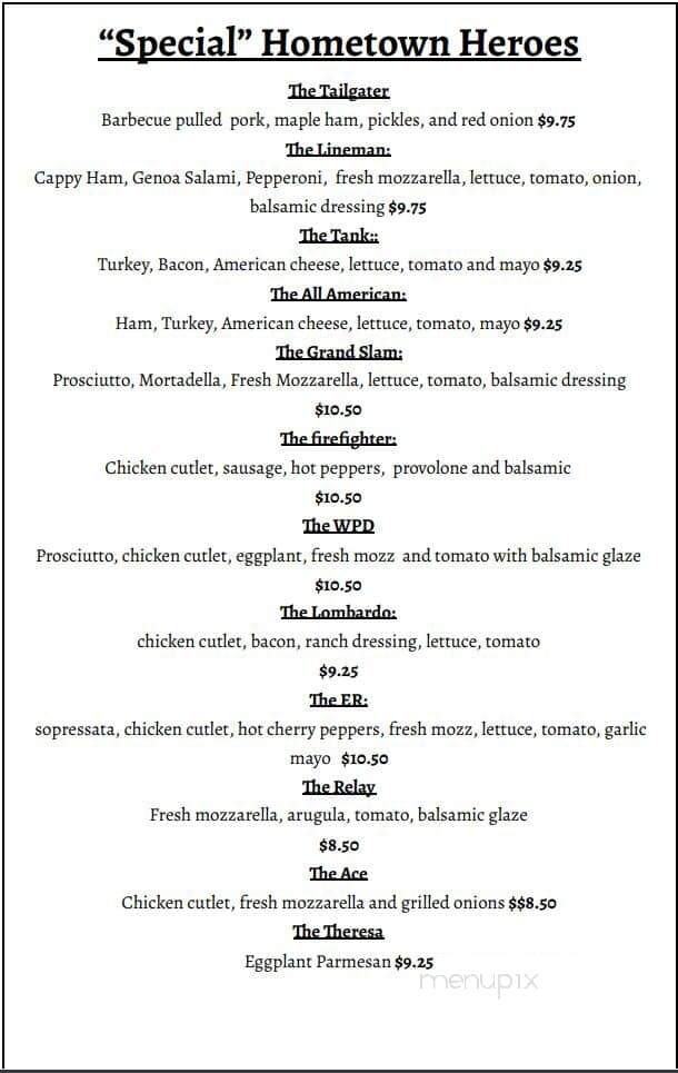 Hometown Heroes - Westerly, RI menu_pic