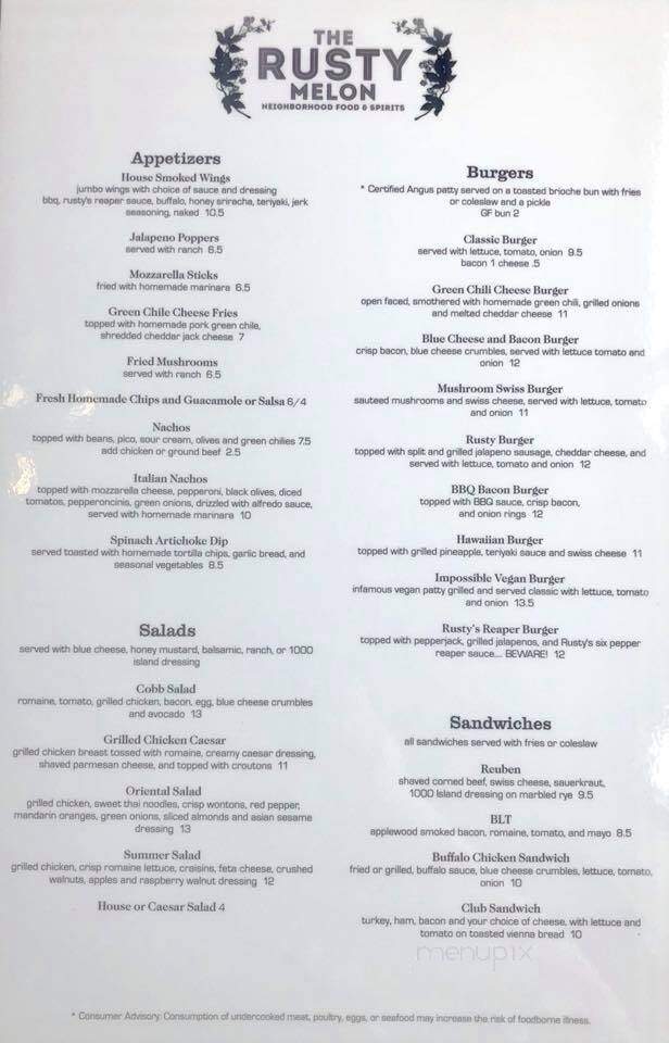 The Rusty Melon - Boulder, CO menu_pic