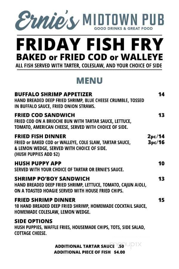 Ernie's Midtown Pub - Rockford, IL menu_pic