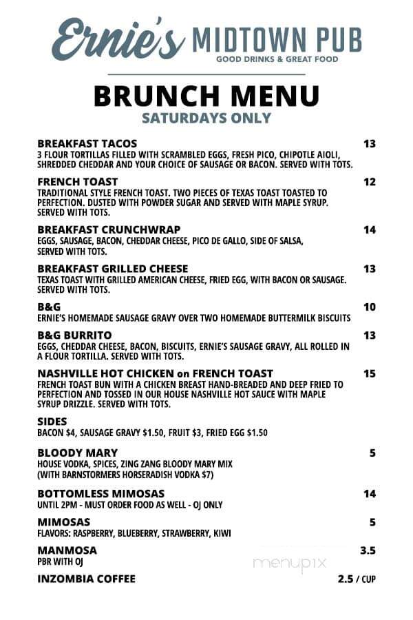 Ernie's Midtown Pub - Rockford, IL menu_pic