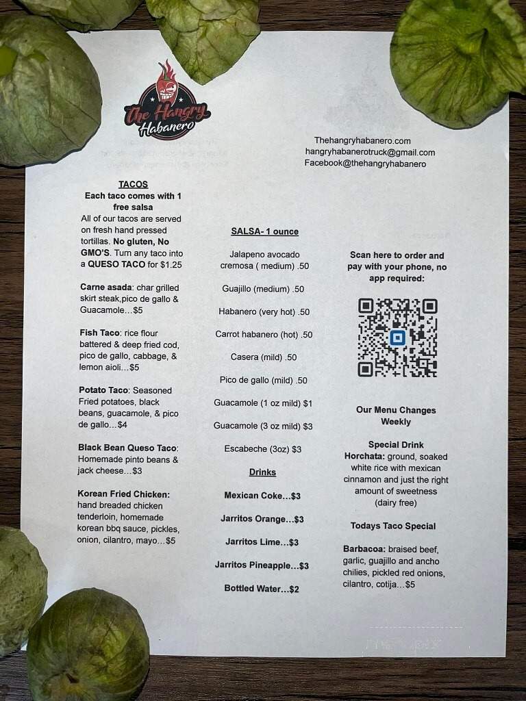 The Hangry Habanero - Florence, OR menu_pic