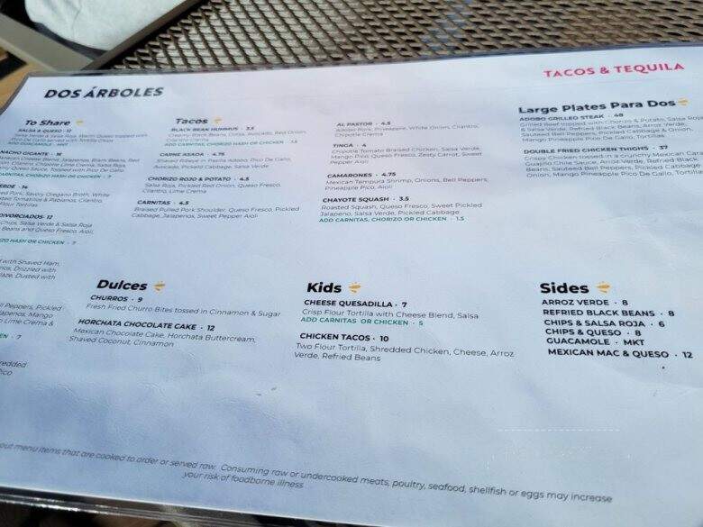 Dos Arboles - Frankfort, MI menu_pic