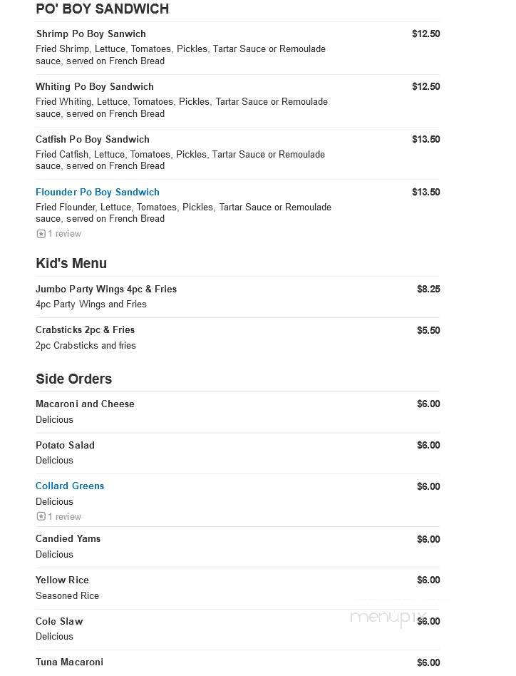 Seafood Haven - Tobyhanna, PA menu_pic