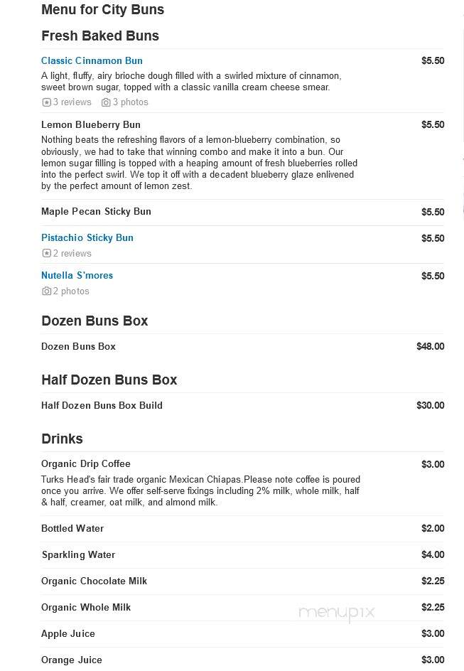 City Buns - West Chester, PA menu_pic