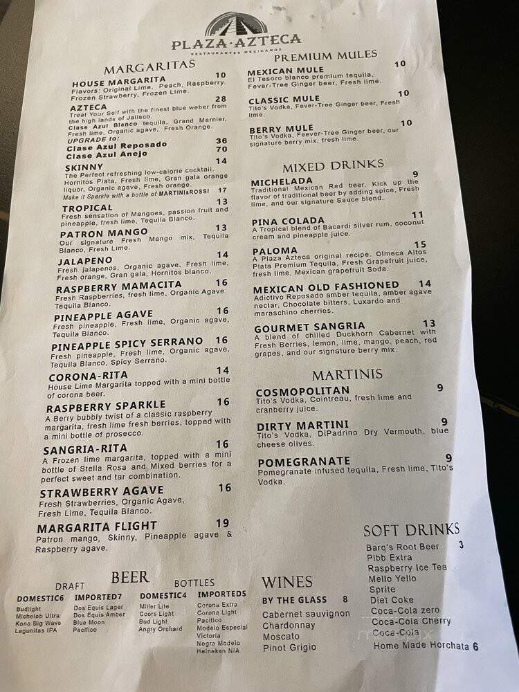 Plaza Azteca - Sioux Falls, SD menu_pic