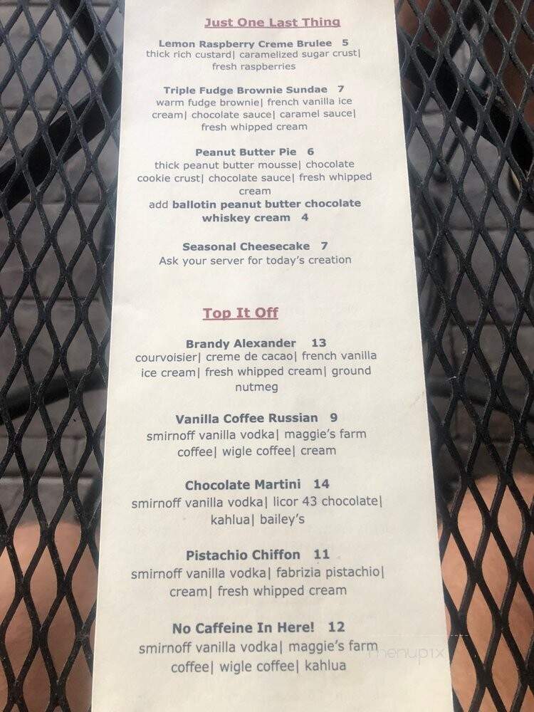 Frank G's Place - Beaver, PA menu_pic