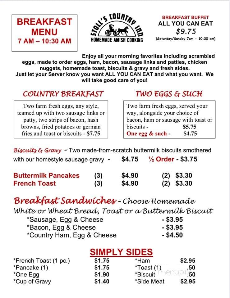 Stoll's Country Inn South - Evansville, IN menu_pic