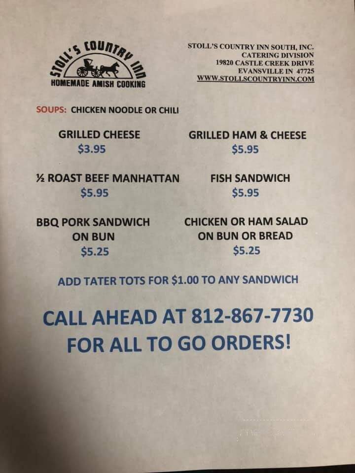 Stoll's Country Inn South - Evansville, IN menu_pic
