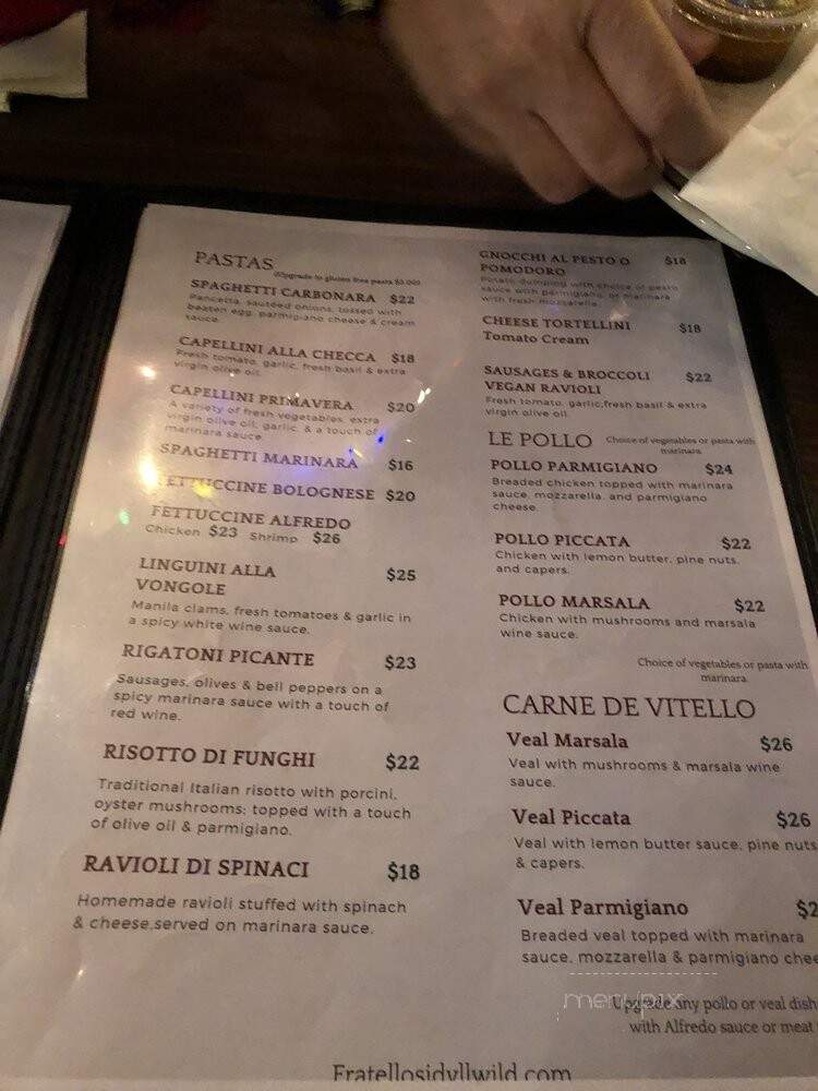 Fratello's Ristorante & Pizzeria - Idyllwild, CA menu_pic