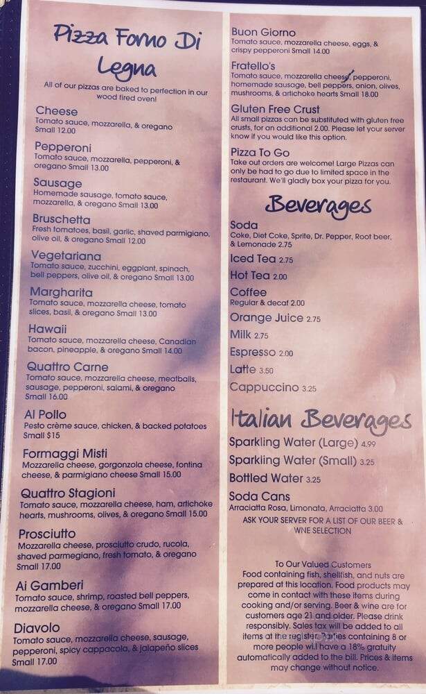 Fratello's Ristorante & Pizzeria - Idyllwild, CA menu_pic