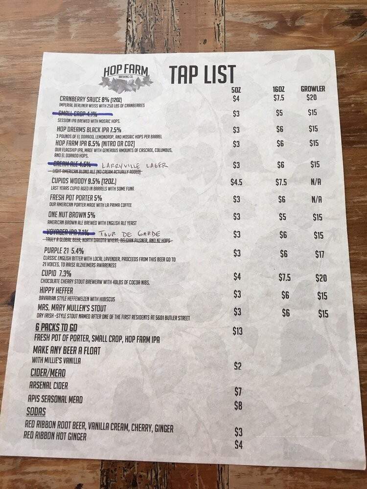 Hop Farm Brewing Co. - Pittsburgh, PA menu_pic