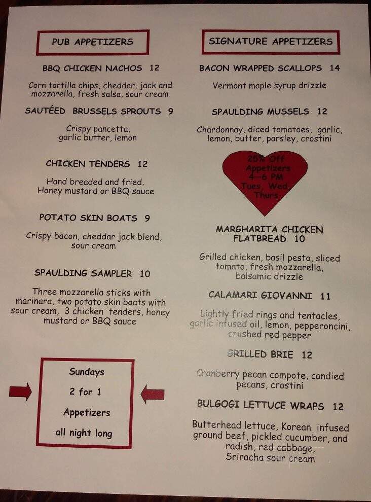 Spaulding Steak & Ale - Rochester, NH menu_pic