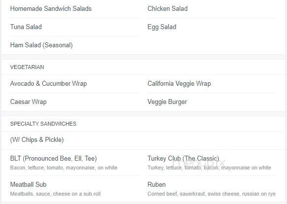 Sanibel Deli and Coffee Factory - Sanibel, FL menu_pic