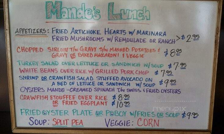 Mande's Restaurant - Mandeville, LA menu_pic
