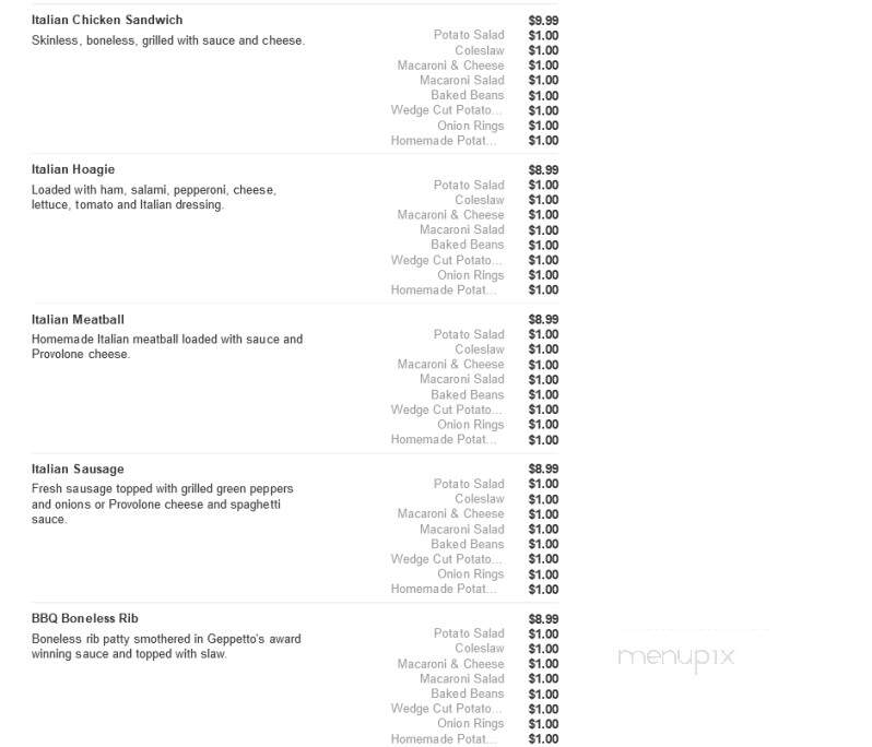Geppetto's Pizza & Ribs - North Olmsted, OH menu_pic