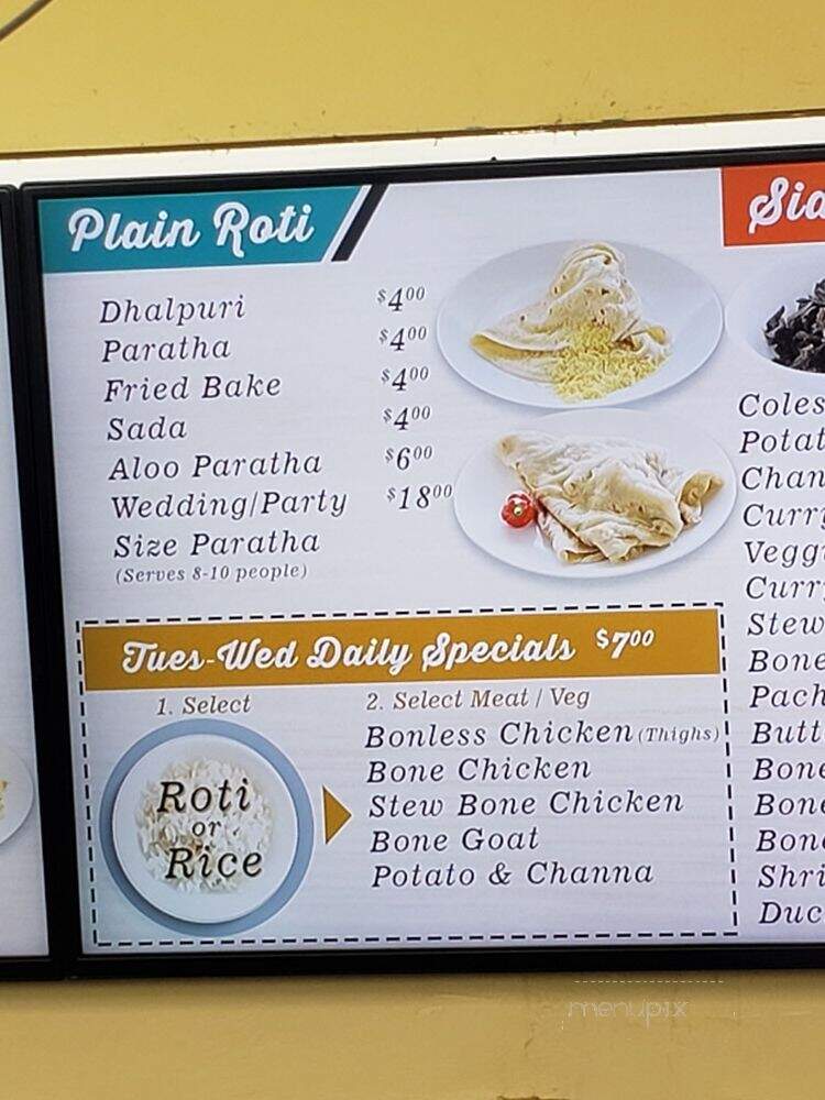 Leela's Roti Doubles - Mississauga, ON menu_pic