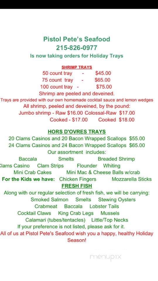 Pistol Petes Seafood LLC - Bristol, PA menu_pic